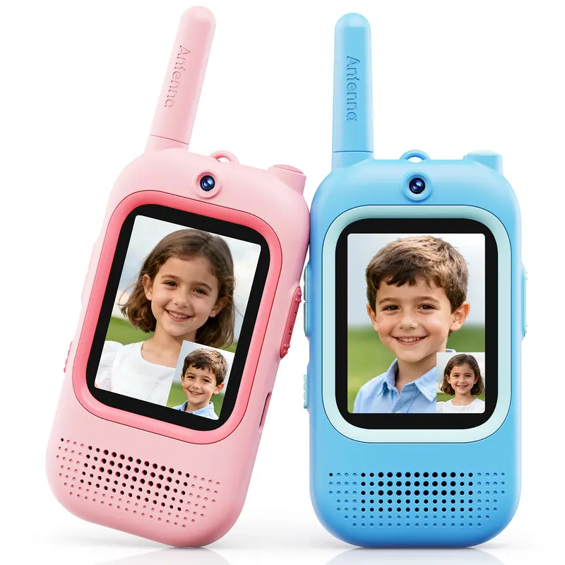Kids' Rechargeable Video Walkie Talkies - 2 Pack Portable Long Range 2-Way Radio Video Intercom, Indoor/Outdoor Camping Toy Gift for Ages 3-12 Boys & Girls, Portable Walkie Talkies
