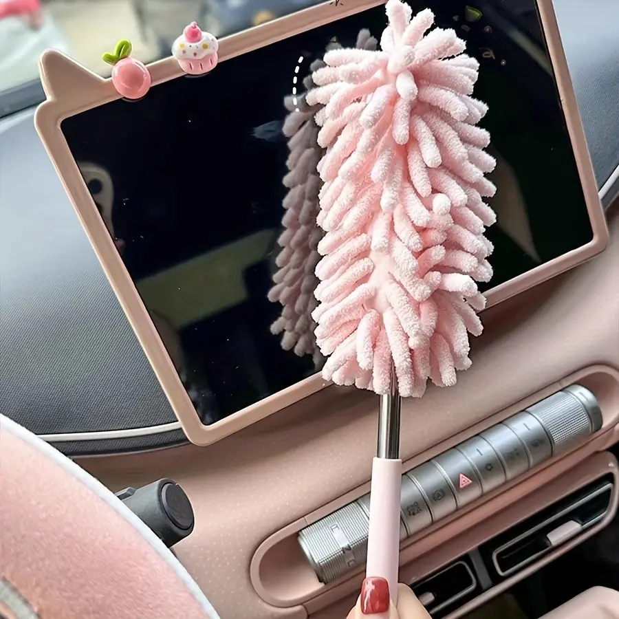 Compact Car Duster Brush, Extendable Microfiber Dusting Tool with Ergonomic Comfortable Handle for Home and Auto Interior Cleaning, Car Cleaning Tool