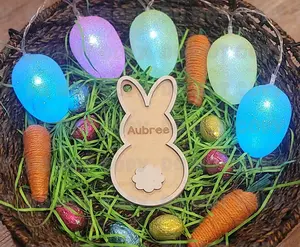 Bunny Easter Basket Tag wood spring and Easter decor