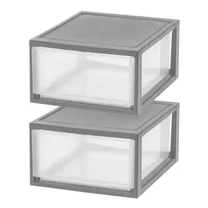 IRIS USA, 30 Qt Large Plastic Drawers, Under Bed Storage Bins, Stackable, Modular 2Pk