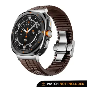 CRAZYGRASS Premium Silicone Watch Band Rugged Breathable Bands Suitable For Samsung Galaxy Watch 7 Ultra (47mm 2025/2024) Sleek Hidden-Clasp Design for Men Watch Strap [ Watch not included]