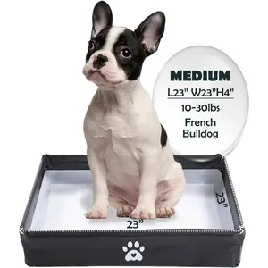 Dog Pee Pad Holder Tray Foldable, Puppy Pad Holder Liner Base High Side, Indoor Dog Litter Box for 22’’x22’’ Pee Pads, Leak-Proof Training Potty Pad Holder Easy Clean for Dogs