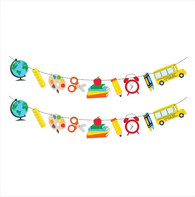 Back To School Banner for Back To School Decorations - Large, 10 Feet, No DIY | Apples Paper Garland for First Day of School Decorations | Back To school Garland for Classroom Decor