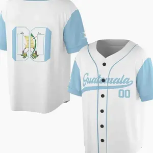 Guatemala Flag Baseball Jersey , Unisex Caribbean Streetwear Graphic Top