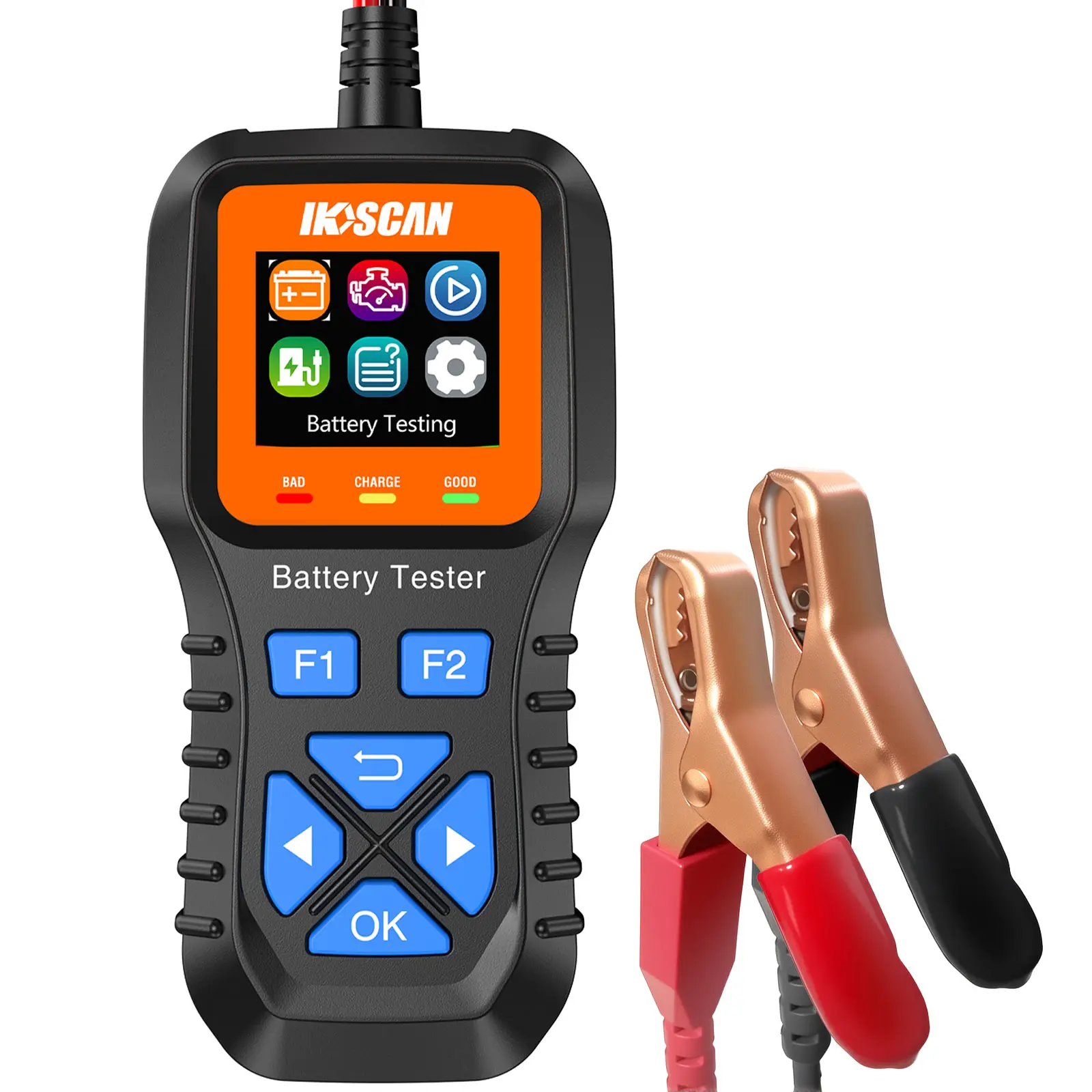 IKOSCAN K1S Car Battery Tester 12V/24V Load Tester, 100-2000 CCA Automotive Alternator Tester Digital Auto Battery Analyzer Charging Cranking System Tester for Car Truck Motorcycle ATV SUV Boat Yacht Charger, same as TOPDON BT200