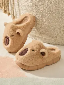 Cartoon Capybara Plush Slippers, Footwear, Warm Indoor Home Casual Shoes, Perfect Gift for Fall Winter, Cozy and Comfortable