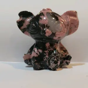 Alien crystal carving in Natural Stone Rhodonite hand carved