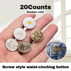 20 Counts No Sew Replacement Jean Buttons, metal snap, for home clothing repair, random styles