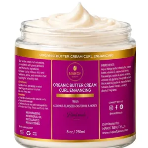 CURLS ENHANCING COCONUT BUTTER CREAM. WITH CASTOR OIL, FLAXSEED & COCONUT. FOR COILY & CURLY HAIR TYPES. 8 oz