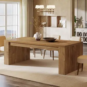 TRIBEWOOD 70.9-Inch Rectangular Dining Table for 6-8, Farmhouse Wooden Kitchen Table, Large Dining Room Furniture with Sturdy Frame for Kitchen, Dining Room, Living Room