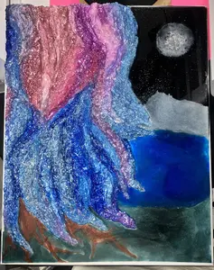 KVixen Moonlight Sakura Epoxy Resin Painting