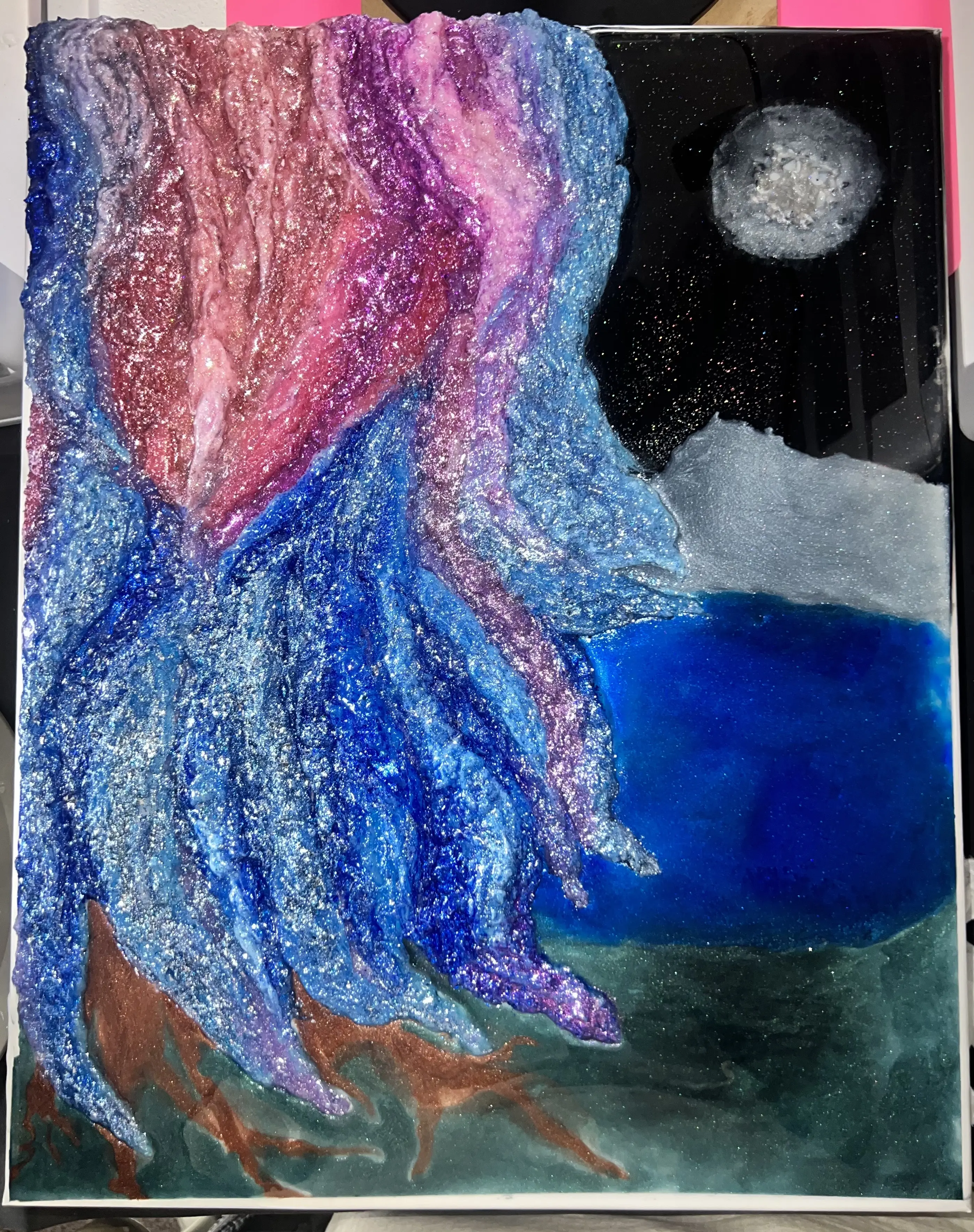 KVixen Moonlight Sakura Epoxy Resin Painting