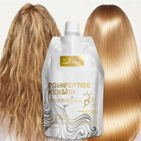 2-in-1 Polypeptide Keratin Hair Mask for Adults - Nourishing, Hydrating, Alcohol-Free Anti-Frizz Treatment, Moisture-Boosting Cream for Dry Permed Strands, Lightweight Non-Greasy, Enhances Shine & Manageability