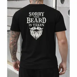 Minimalist Graphic Tee for Bearded Men with Bold Back Print Statement