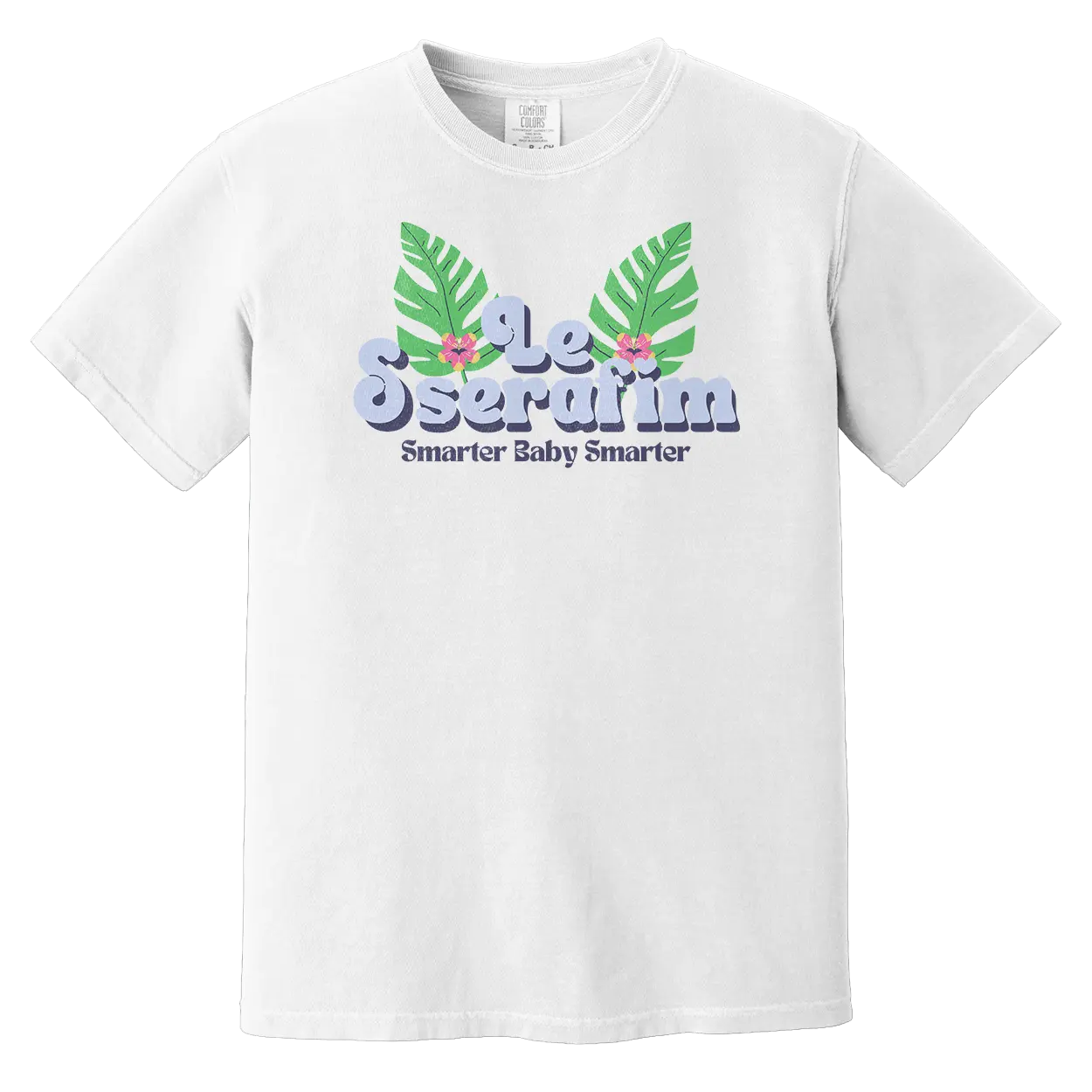 LE SSERAFIM SMART Graphic Fearnot Fearnada SMARTER BABY SMARTER K-POP Source Music Unisex 100% Premium Cotton T-Shirt White BLUE LIMITED EDITION Tropical Classic Tshirt