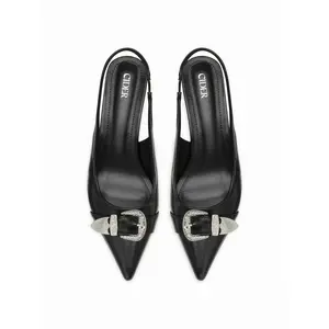 Cider BUCKLE DECOR SLINGBACK KNITTED HEELS