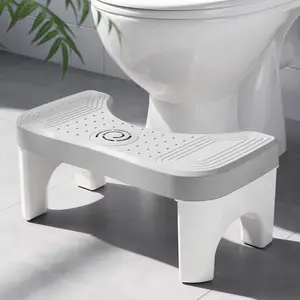 Squatting Toilet Stool for Adults - 7 Inch Non-Slip Poop Stool, Foot Rest Stool, Portable Bathroom Accessory White