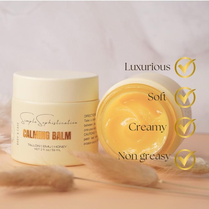 Tallow | Emu | Honey - Calming Balm with (Ashwagandha & Rosehip) | Beef Tallow Body & Face Cream | Moisturizer | Tallow Skincare suitable for sensitive skin, eczema, psoriasis, rosacea, mature skin