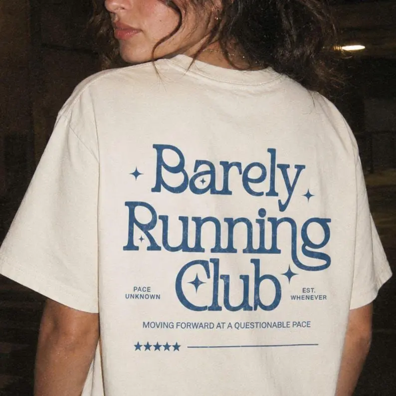 Funny Running Shirt, Barely Running Club Comfort Colors® Tee, Slow Runner Back Print Graphic Tee
