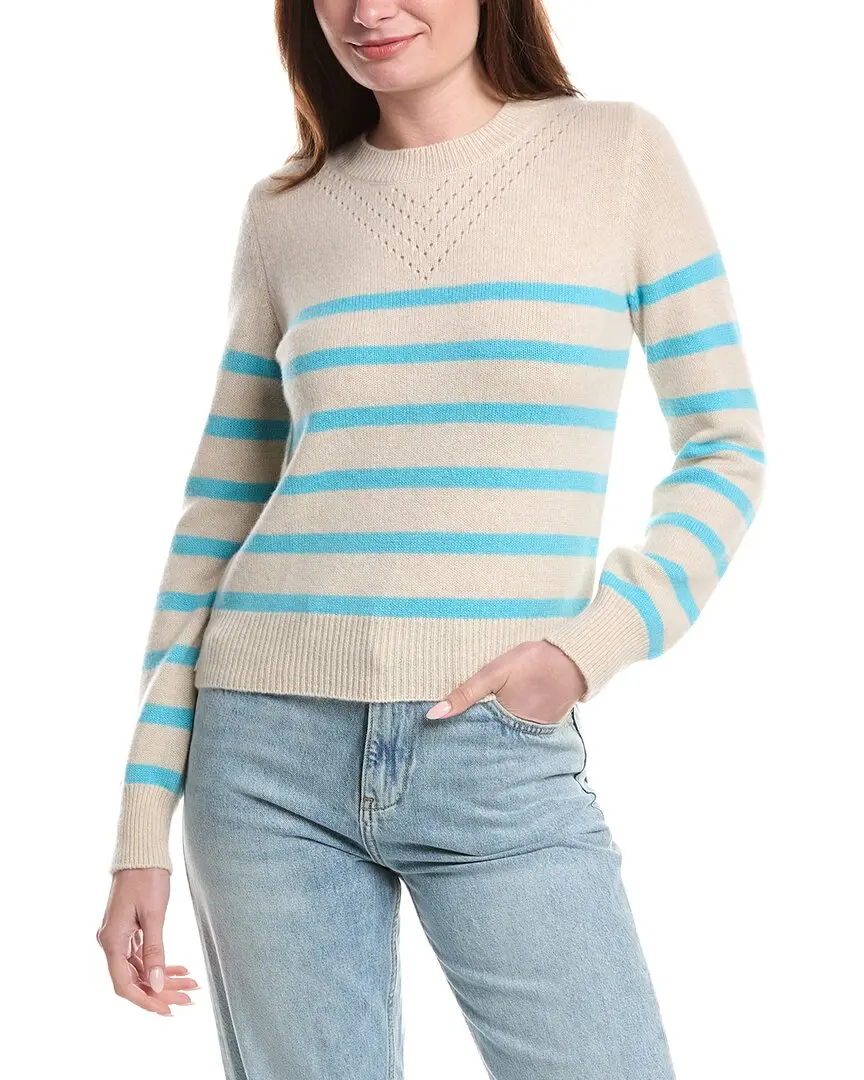 &Isla Lacey Stripe Pointelle Cashmere Top