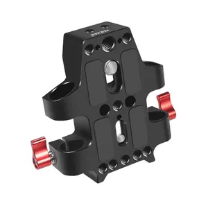 Feichao Aluminum Alloy Base Plate 15mm Double-Hole Tube Clamp Head, Compatible with Sony A7c, Panasonic Gh5s, Fuji Xt4, Universal Camera Accessory