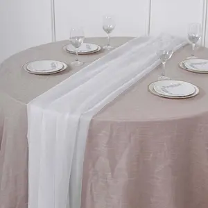 Chiffon 6ft Table Runner White - Chic Flowy & Lightweight Table Decor