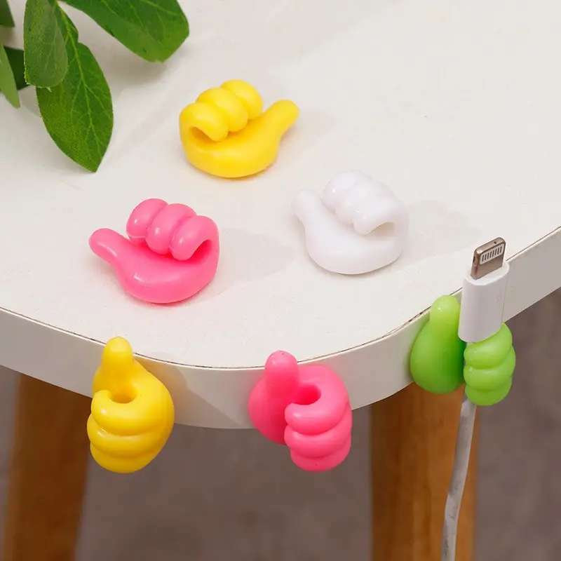 Colorful Thumb Shaped Cable Organizers for Table Edge, Cute Cable Clips, Bright Color Desk Cord Holder, Fun Practical Cable Management Solution for Home & Office