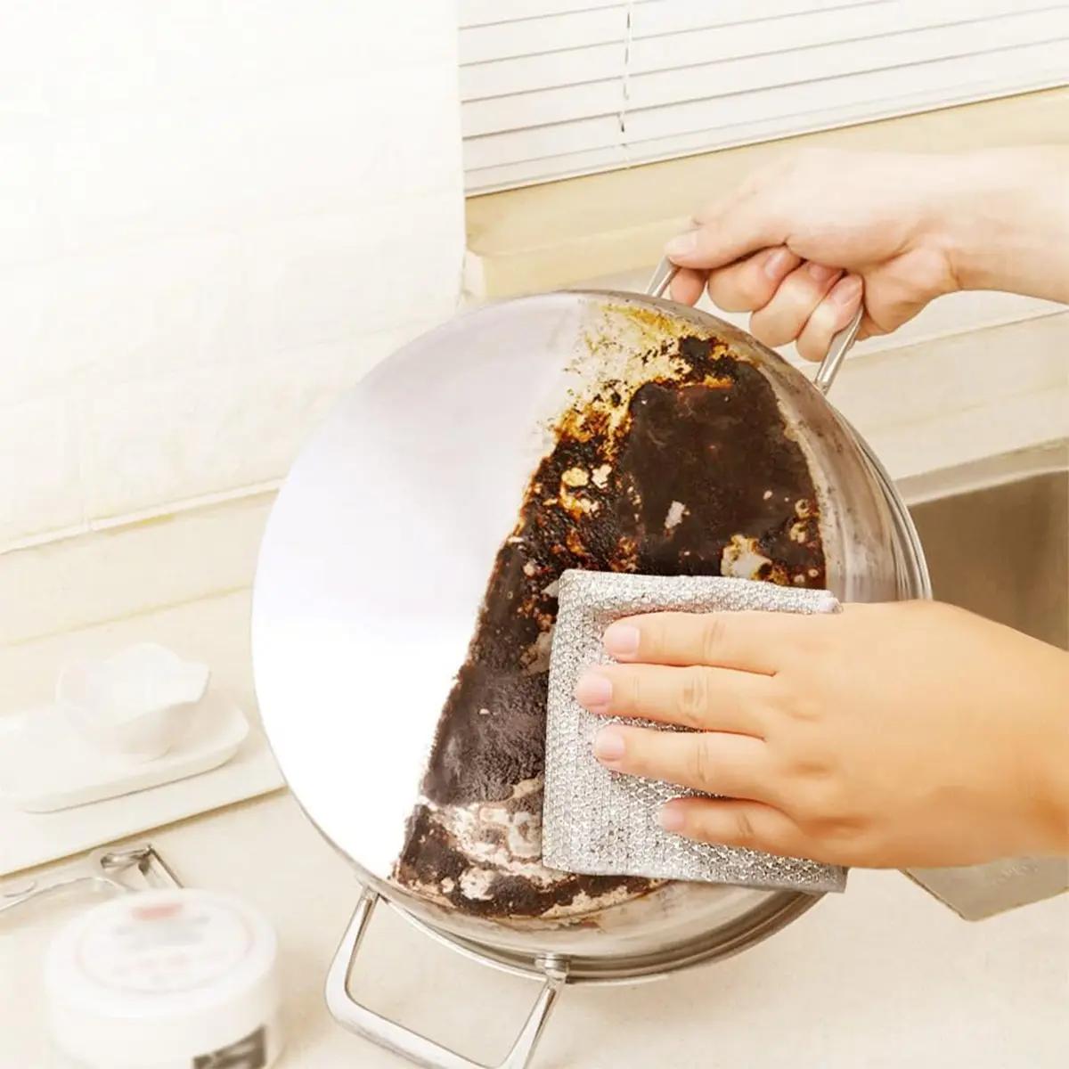 12 Pcs New Upgrade Steel Wire Dishcloth,Non Scratch WireDishcloth for Wet and Dry Use,Powerful Cleaning Non-Scratch Wire Dishcloth Rag for Cookware, Sinks, Dishes,Stove Tops