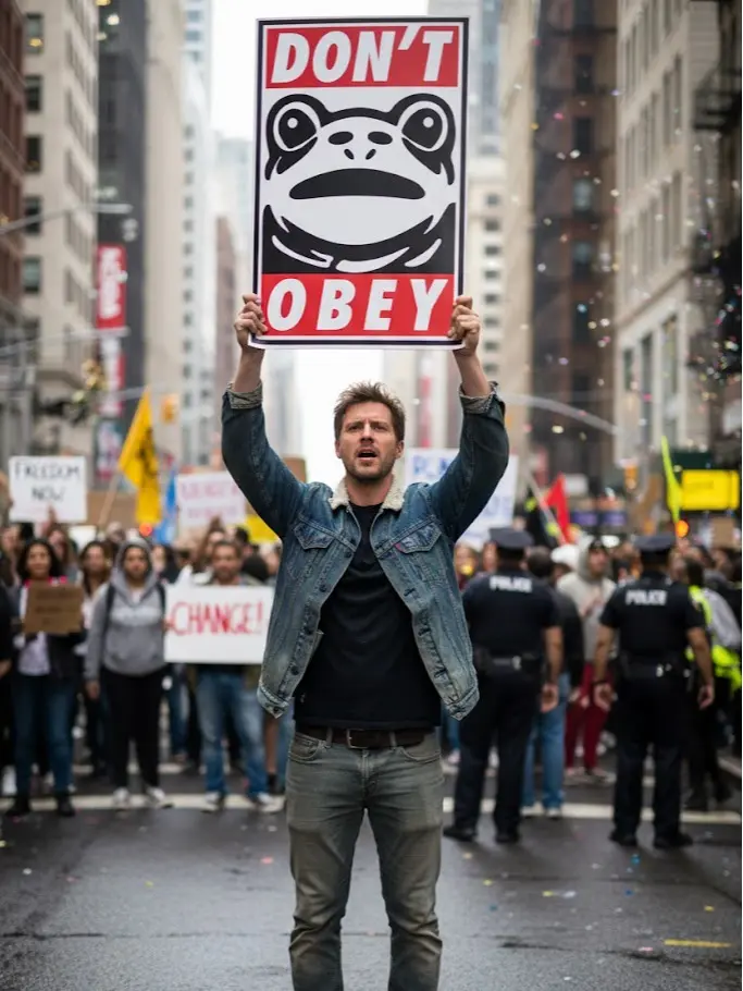 Don't Obey Frog Poster Canvas, Freedom Frog Poster Canvas, Frog Resist Poster