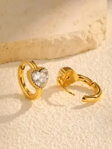 Shiny Zircon Star Heart Women's Earrings, Stainless Steel Small Hoop Earrings, Hypoallergenic Jewelry Gift, Fashion Accessory