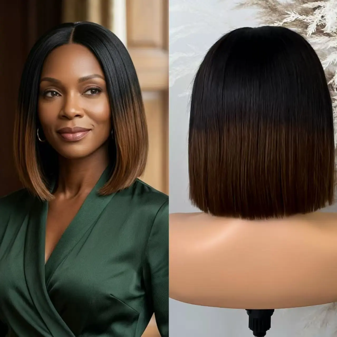 5x5 Glueless HD Lace Front Wig Short Bob Ombre Brown T1B/2 10-12" Raw Vietnamese Human Hair Ready To Wear Wig Raw Hair Vietnam Natural Look For Black Women#SummerVibes