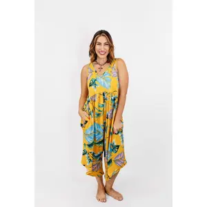 BLACK FRIDAY DEAL: Phierce Fashions Jumpsuit in Yellow Floral - Reg/Curvy FINAL SALE