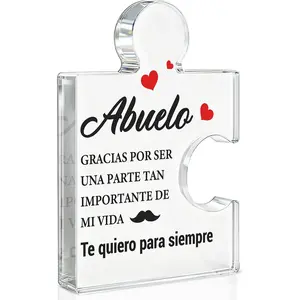 Spanish Grandpa Gifts From Granddaughter Grandson, Gifts for Grandpa in Spanish Abuelo Christmas Birthday, Regalos Para Abuelo Acrylic Signage Plaque, Acrylic Plaque Sign Office Home Decor, Acrylic Desktop Ornament - Acrylic Puzzle Plaque