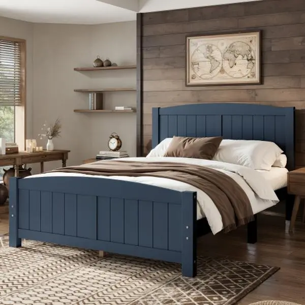 【Bellemave】Full/Queen/ King Size Platform Bed, Solid Wood Platform Bed with Support Slats and Strong Structure, No Box Spring Needed