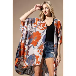 Orange Blue Multi Kimono