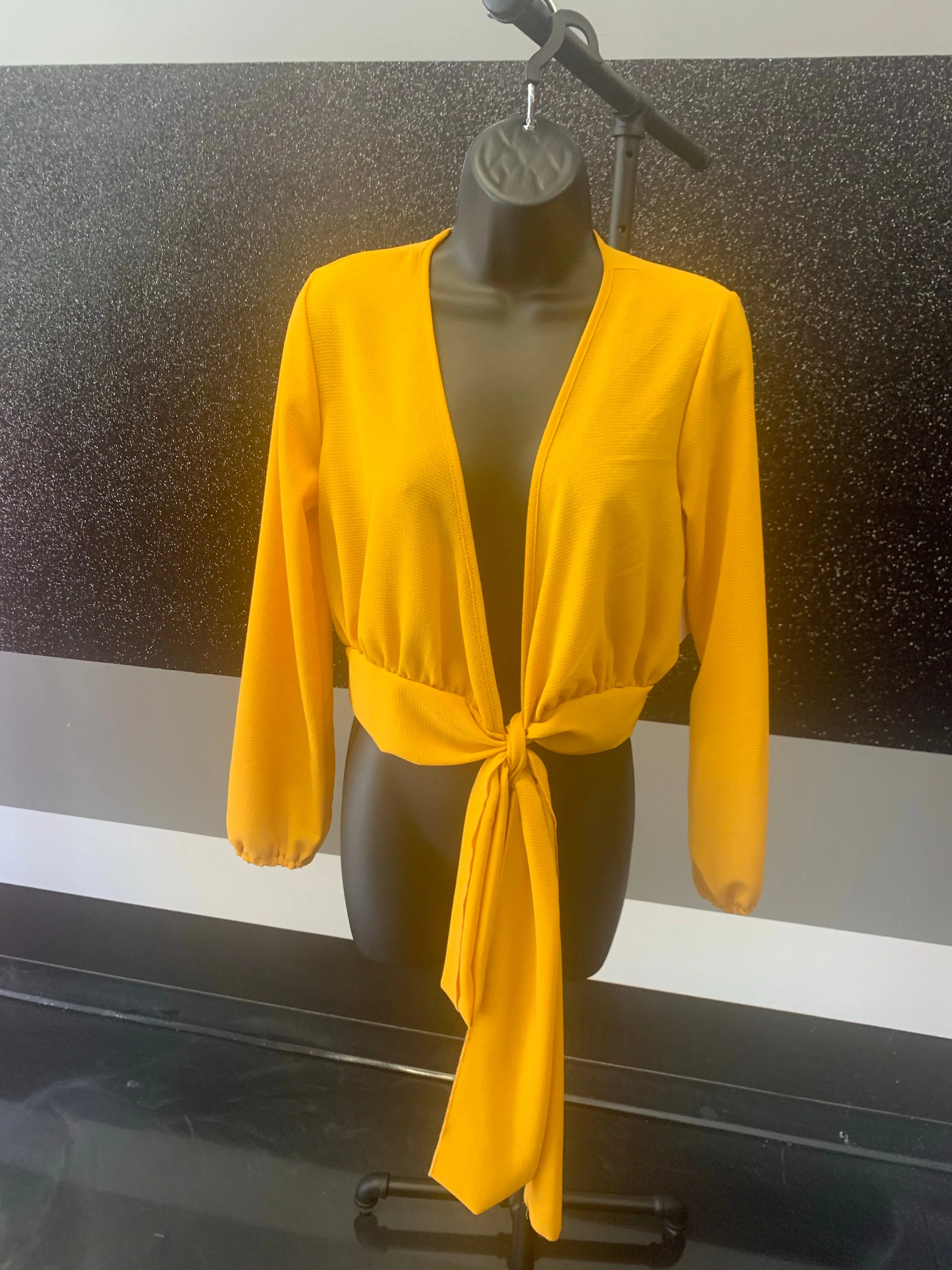 Mustard Wrap Tie Top