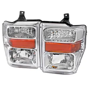 2008-2010 Ford F-250/F-350/F-450 Super Duty Factory Style Headlights w/ Amber Reflectors (Chrome Housing/Clear Lens)