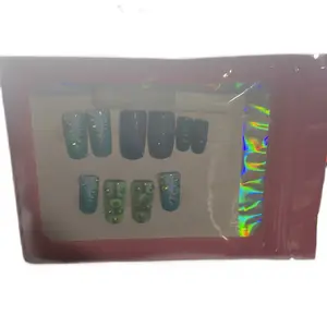 Teal and Blue Vibes Acrylic Nails with Glitter Accents for Stylish Manicures