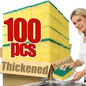 100 Pcs Kitchen Scrub Sponges Non-Scratch Dish Sponges for Cleaning Sinks Stovetops & Appliances Set Powerful Decontamination Soft Texture Durable Multi-Functional