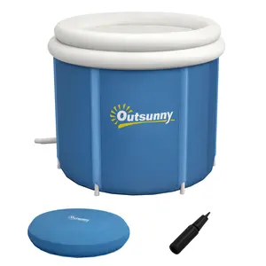 Outsunny Ice Bath Tub, 79 Gallon Outdoor Portable Cold Plunge Tub with Thermo Lid, Cover and Carry Bag for Athletes Recovery and Cold Water Therapy, Dark Blue