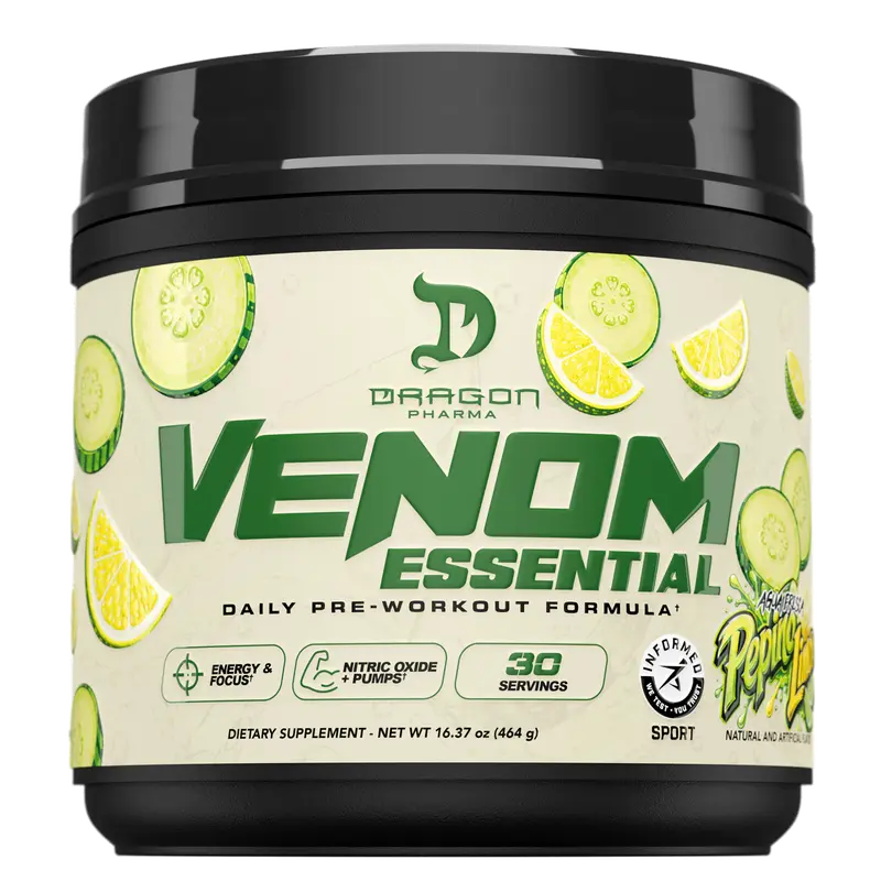 Dragon Pharma Venom Essential Pre-Workout – Energy, Focus & Pumps - 30 servings Sports Performance Supplement Fitness Healthcare Supplement