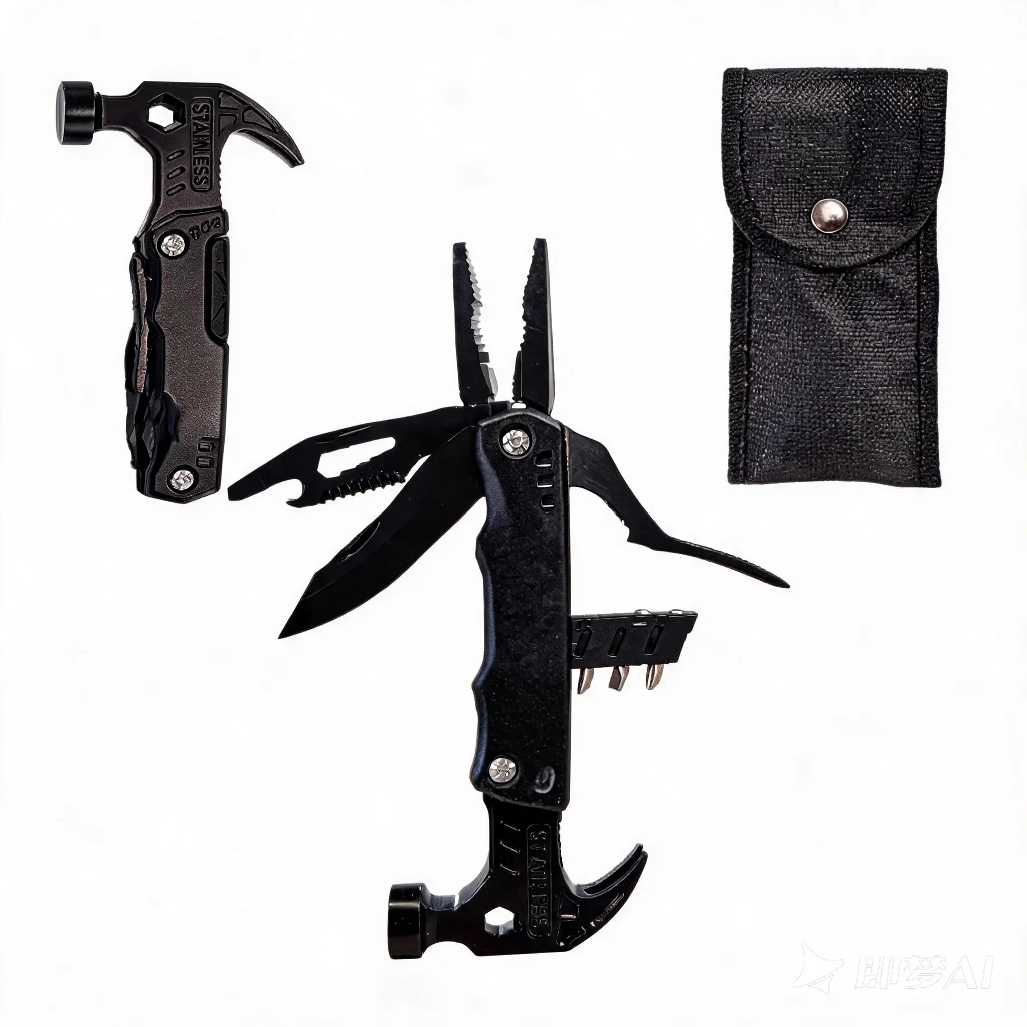 19-in-1 Multi-Functional Tool Set with Claw Hammer, Stainless Steel Pliers, Car Window Breaker & Carrying Case for Camping, Outdoor Survival (19 Different Functions Sports & Outdoor Essential)