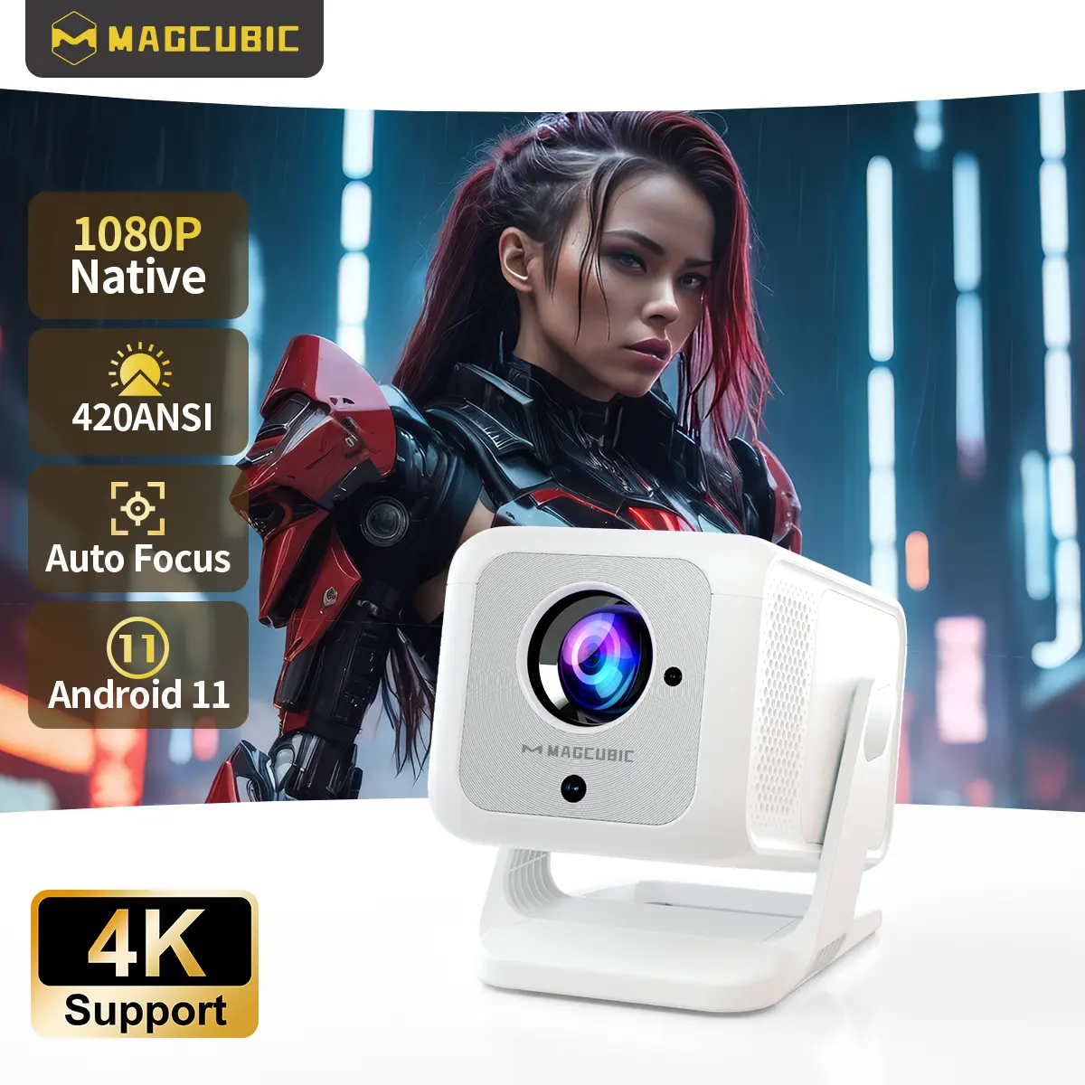 HY310X Projector 420ANSI Auto Focus & Keystone With 4K Videosource Supported Full HD 1080P Android 11 Built-in 5W Speaker BT5.2 for Outdoor Theater Stand Mini Portable Projector #SummerWins #DealsForYouDays