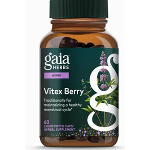 Gaia Herbs Vitex Berry - Vitex Traditionally Used to Support Hormone Balance for Women & a Healthy Menstrual Cycle* - 60 Vegan Liquid Phyto-Caps (30 Servings)