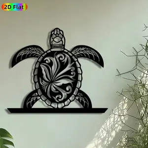 1pc Tribal Sea Turtle Metal Wall Art, Polynesian Tropical Turtle Statue Mural, Intricate Craftsmanship, Artistic Metalwork, Perfect for Housewarming, Summer Decor, Perfect for Patio Wall Living Room Beach House Decor, Ideal Gift for Ocean Enthusiasts.
