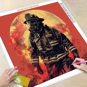 Firefighter Pattern DIY Diamond Arts Colorful Painting Kit without Frame, DIY 5D Diamond Arts Colorful Painting Kit, Wall Art Decor for Home, Diamond Painting Kits