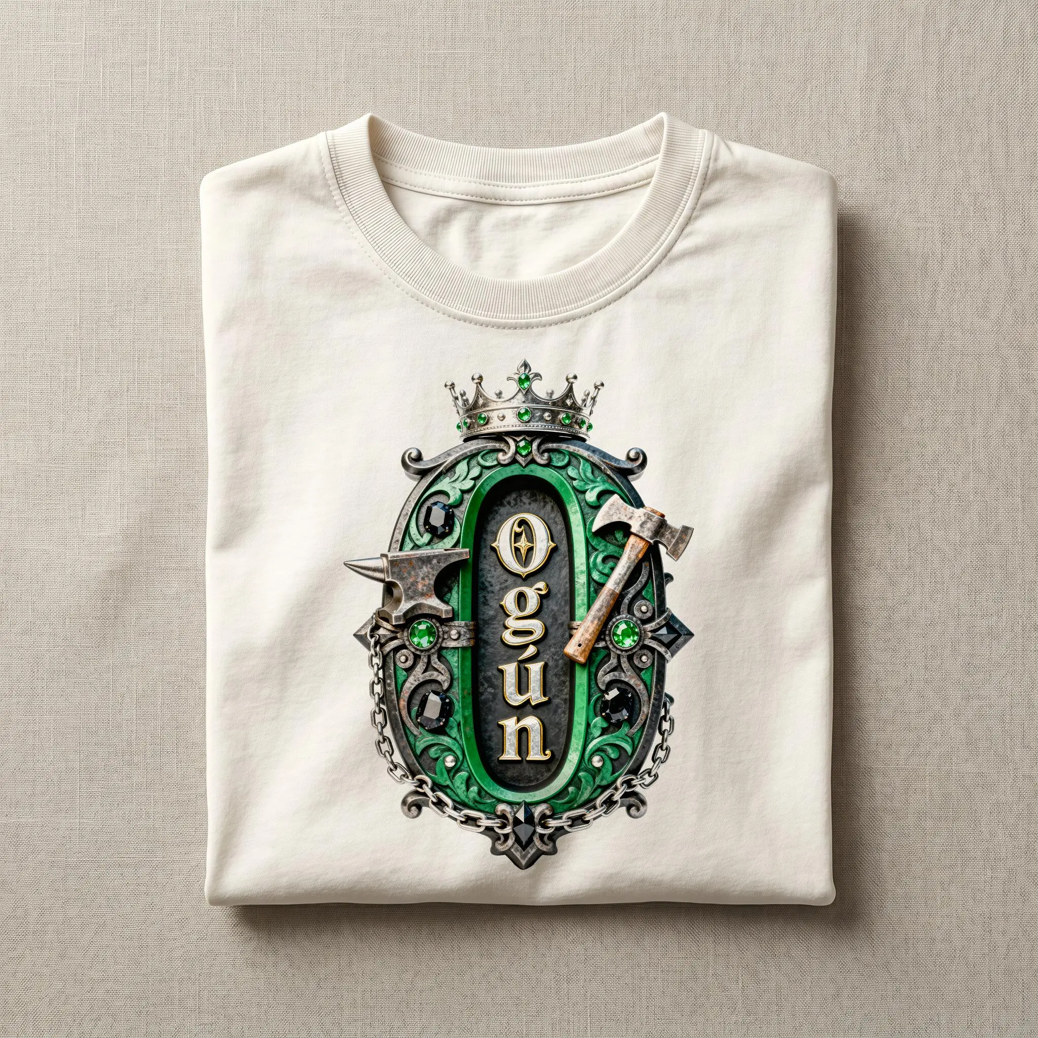 Ogun T-Shirt – Yoruba Orisha Crest Tee | Afro-Cuban Spiritual Streetwear, God of Iron & War Gift, Santeria Orisha Shirt
