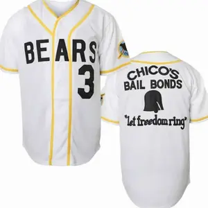 Bad News Bears #3 Black White Tanner Boyle Movie 1976 Chico's Bail Bonds Baseball Jersey Loose Comfortable Short Sleeve Christmas gifts