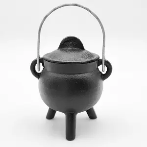 3.5" Inch Plain Cast Iron Cauldron with Lid