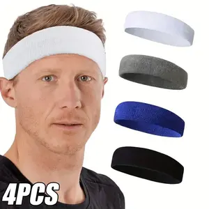 4pcs Outdoor Sports Sweat Absorbing Towel Headband, Men's Fashion Fitness Yoga Headscarf, Ideal for Running, Basketball, Gym, Workout Headband, Training Headband, Sweat Wicking Headband, Sports Headbands